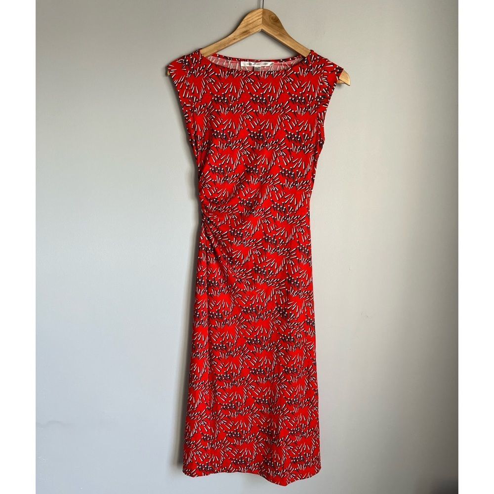Diane Von Furstenberg Red and Black Patterned Dress